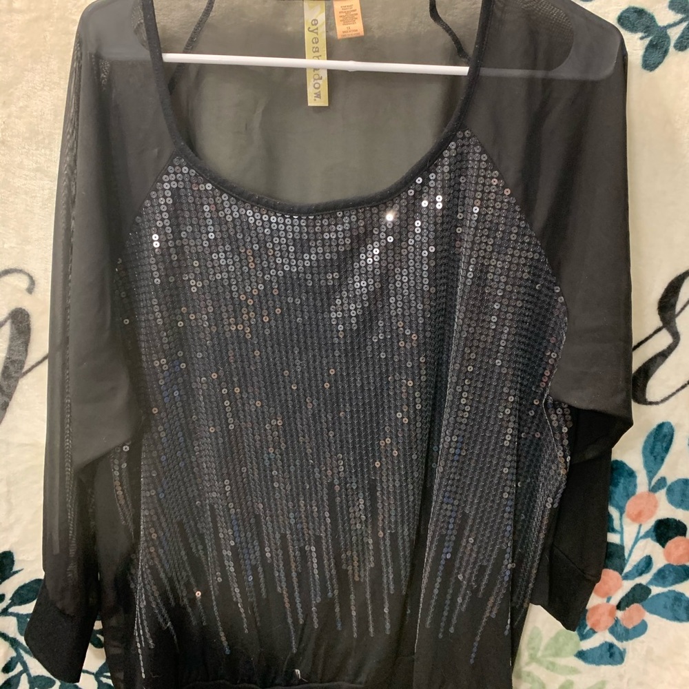 Sequined and Shear Black Top